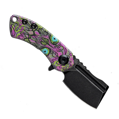 Kansept Mini Korvid Black Stonewashed 154CM G10 with Undead Print-Purple T3030B3 - KNIFESTOCK