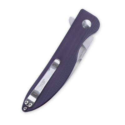 Kizer Swaggs Swayback Button Lock Knife Purple G-10 - V3566N1 - KNIFESTOCK