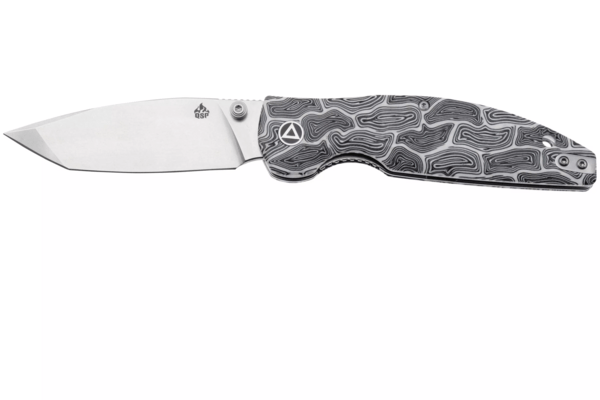 QSP Knife Turtle Punk, Liner lock, 14C28N stonewashed, Black/Whtie G10 QS158-B1 - KNIFESTOCK