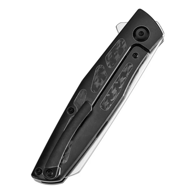 KANSEPT Cru Stonewashed CPM S35VN 0.118" / 3.0mm Blackwash Titanium &amp; Twill CF K1092A5 - KNIFESTOCK