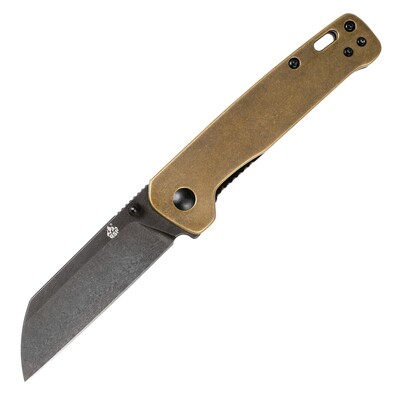 QSP Knife Penguin, Black Stonewash D2 Blade, Brass Handle QS130-G - KNIFESTOCK