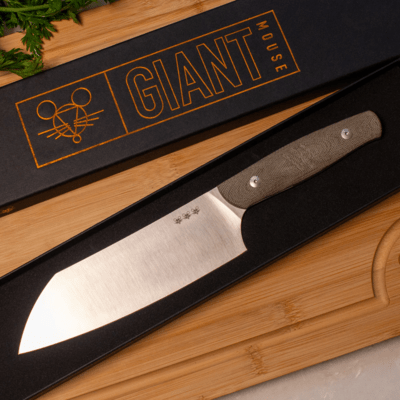 Giant Mouse Santoku Green Canvas  / Satin Nitro B Blade GM-KITCHEN-SANTOKU - KNIFESTOCK