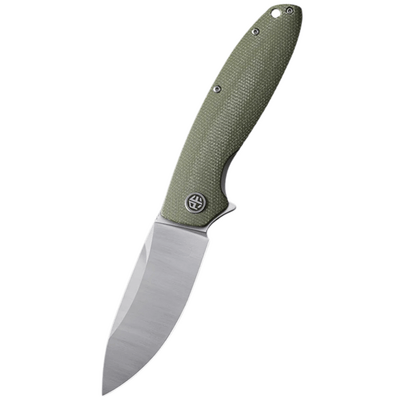 Petrified Fish PFB01 Terra  Satin D2 Green Micarta PFB01GRMS - KNIFESTOCK