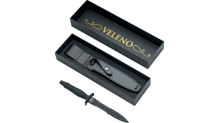 Fox Knives VELENO FIX BLADE STAINLESS STEEL N690 TOP SHIELD BLD,ALUMINIUM BLACK HDL FX-596 - KNIFESTOCK