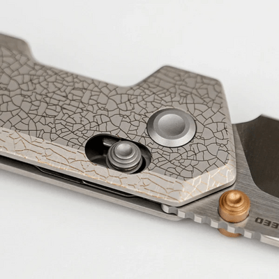Vosteed Parallel S35VN Satin &amp; Brushed,Arctic Crackle Titanium - KNIFESTOCK