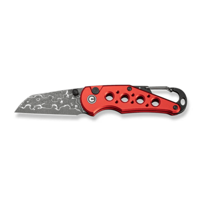 CIVIVI Red Aluminum HandleWith S/S Carabiner And Bottle OpenerDamascus BladeB - KNIFESTOCK