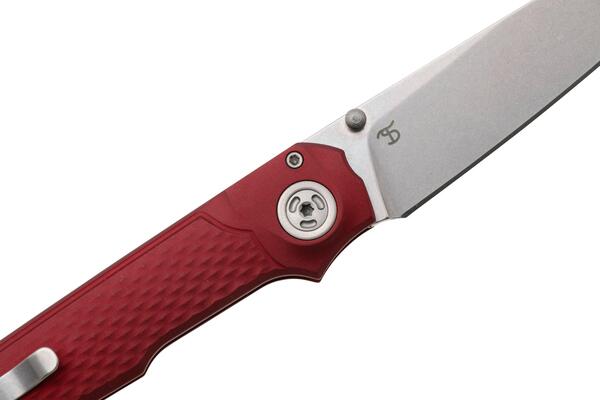 MKM MIURA – CPM Magnacut SW bld - SOLID Red Alu hdl, BUTTON LOCK - REV. S/S CLIP MK MI-ARD  - KNIFESTOCK