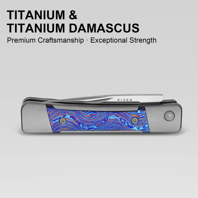 Kizer Little Grand M390 Titanium Damascus - KNIFESTOCK