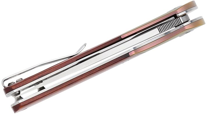 Petrified Fish PFP09 Hourglass Satin K110 Snakewood &amp; Titanium PFP09SNWO - KNIFESTOCK