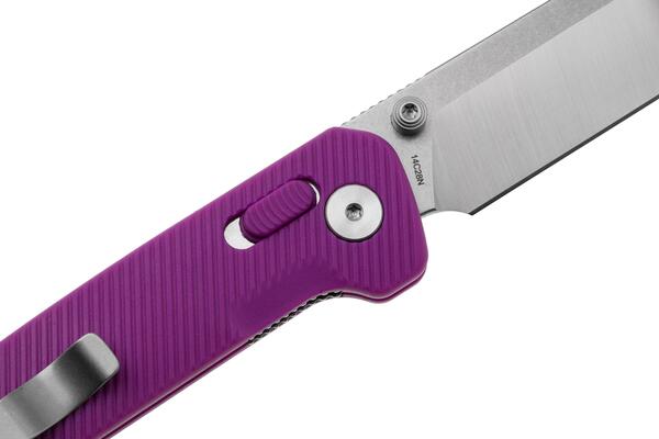 QPS Penguin Glyde 14C28N, finitura a 2 toni stonewash - satinata, Manico: Viola FRN QS - KNIFESTOCK