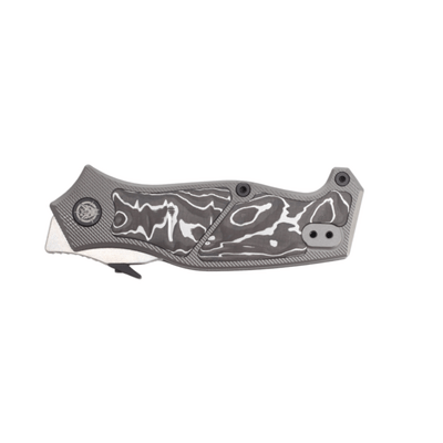 DC BLADES VENDETTA Stonewashed, Silver Foil, Carbon Fiber Inlay - KNIFESTOCK