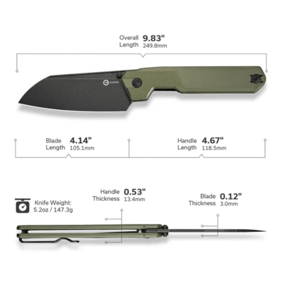 CIVIVI OD Green G10 HandleBlack Stonewashed 14C28N BladeNested Liner Lock C230 - KNIFESTOCK