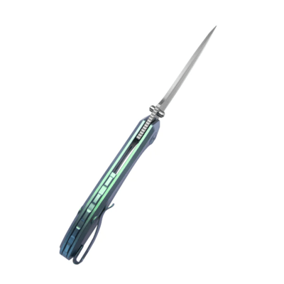 Kubey Ruckus Liner Lock Folding Knife Green Ti Handle, Bead Blasted CPM 20CV KB314S - KNIFESTOCK