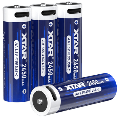 Xtar AA 1.5V 4100 USB-C-4pcs AA 1.5V 2450mAh batteries - KNIFESTOCK