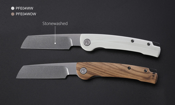 Petrified Fish PFE04 Scholar Stonewashed 154CM White G10 PFE04WW - KNIFESTOCK