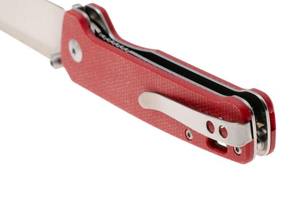 QPS Penguin V2 D2, 2-Ton-Finish Stonewash - Satin, Griff: Rotes Micarta QS130V2- - KNIFESTOCK