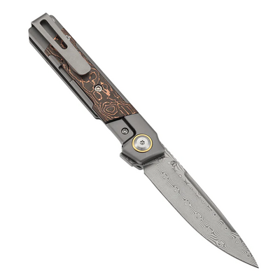 Kansept Kitpu Damascus, Stonewashed Ti, Koppar CF - KNIFESTOCK