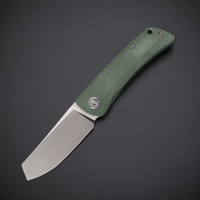 Petrified Fish PFE05 Flavorist Satin K110 Green Micarta PFE05GRMP - KNIFESTOCK