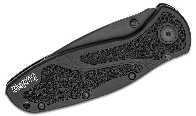 KERSHAW Ken Onion BLUR Assisted Folding Knife w. Glass Breaker - BLK/BLK , Combo Blade K-1670GBBLKST - KNIFESTOCK