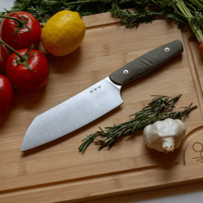 Giant Mouse Santoku Green Canvas  / Satin Nitro B Blade GM-KITCHEN-SANTOKU - KNIFESTOCK