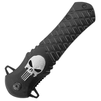 UNITED CUTLERY  BLACK LEGION SIL SKULL ASSISTED POCKET KNIFE UPSEL BV415UP - KNIFESTOCK