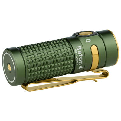 Olight Baton 4 Premium Edition Flashlight with Wireless Charging Case (OD Green, 1300 Lumens) - KNIFESTOCK