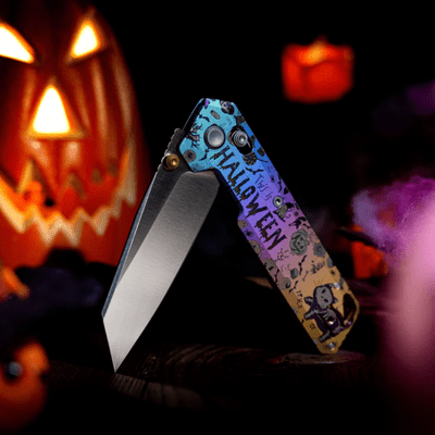 Vosteed Parallel S35VN Satin ,Halloween Spooky Purr Titanium - KNIFESTOCK