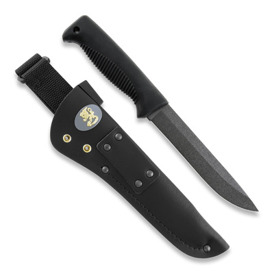 Peltonen M95 knife leather, black, lion FJP006 - KNIFESTOCK