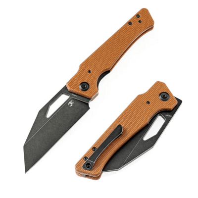 Kansept Egress Black Stonewashed CPM-S35VN Brown Micarta K1033A2 - KNIFESTOCK