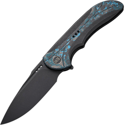 WE Black Titanium Handle With Arctic Storm Fat Carbon Fiber Inlay Black Stonewashed CPM 20CV Blade N - KNIFESTOCK