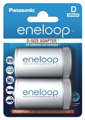 Adaptor baterii Panasonic Eneloop R6 AA la R20 2 bucăți BQ-BS1E/2E - KNIFESTOCK