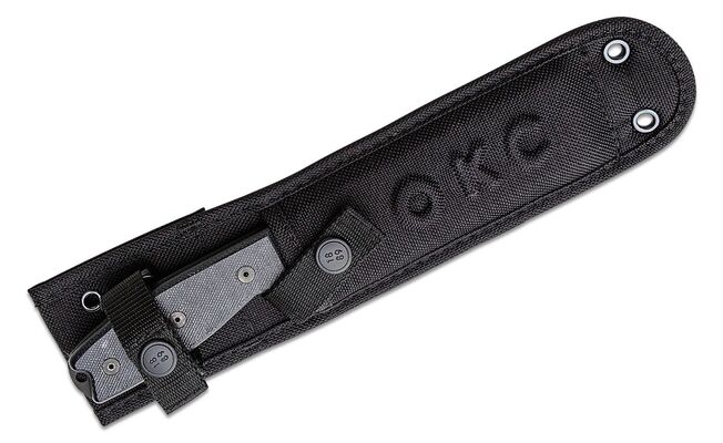 ONTARIO RAT-3 Utility Knife 3.4&quot; Black Coated Chisel Blade, Micarta Handles, Nylon Sheath ON8662 - KNIFESTOCK