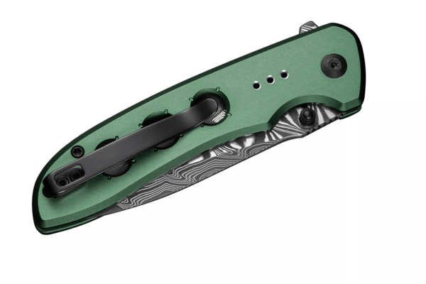 Civivi Hyperpulse CIVIVI Green Aluminum HandleDamascus BladeButton Lock Overal - KNIFESTOCK