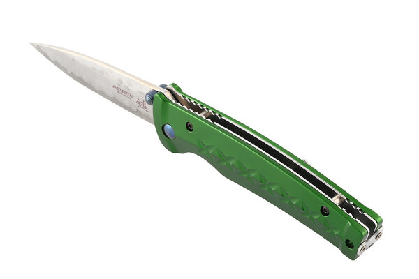 Mcusta MC-163D Fusion Damascus Blade with VG-10 Core, Green Aluminum Handle - KNIFESTOCK