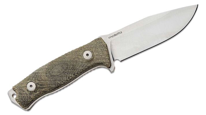 Lionsteel Hunter Fixed knife SLEIPNER blade GREEN CANVAS handle, leather sheath M5 CVG - KNIFESTOCK