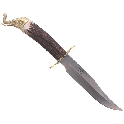 MUELA 160mm blade, stag deer handle, brass guard and Elephant head cap ELEPHANT-16BF - KNIFESTOCK