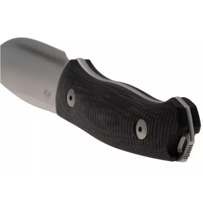 MKM SMALL LOV – M390 SATIN blad, MARBLE KOLFIBER handtag, +FICKA LÄDERSLIDA - KNIFESTOCK