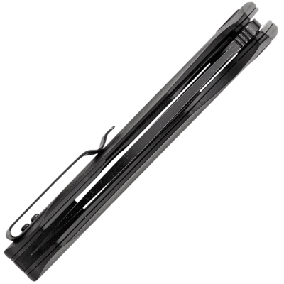 Petrified Fish PF838 Pub Black Stonewashed D2 Carbon Fiber With Black G10 PF838CDW - KNIFESTOCK