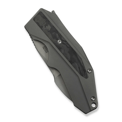 WE Knife Coral Gray Titanium Handle With Marble Carbon Fiber InlayGray Stonewashed CPM 20CV Blade - KNIFESTOCK