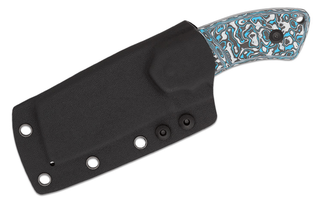 Kansept Korvid S Stonewashed CPM S35VN Blue &amp; White Carbon Fiber + Kydex Sheath G2030A6 - KNIFESTOCK