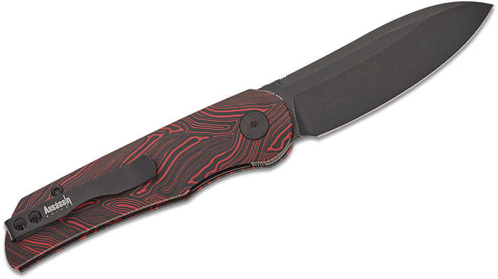 Petrified Fish PFE16 El Camino Black Stonewashed N690 Red Gmascus G10 PFE16RDMDW - KNIFESTOCK