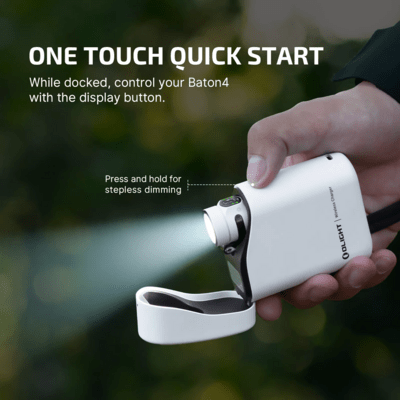 Olight Baton 4 Premium Edition Flashlight with Wireless Charging Case (White, 1300 Lumens) - KNIFESTOCK