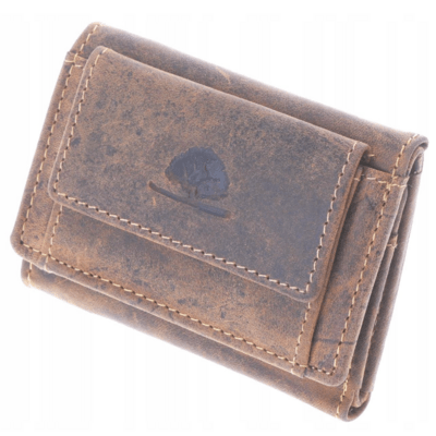 GreenBurry Small leather wallet 10x8cm with coin pocket &quot;Vintage&quot; antique brown - KNIFESTOCK