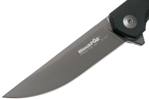 BLACK FOX Revolver Harmaa Suora Terä, Musta G10 Kahvat, Liner Lock BF-740 TI - KNIFESTOCK