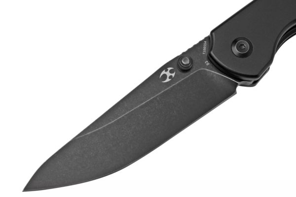 Kansept Warrior Black TiCn Coated and Stonewashed Drop Point D2 Blade Black Anodized Aluminum Bolste - KNIFESTOCK