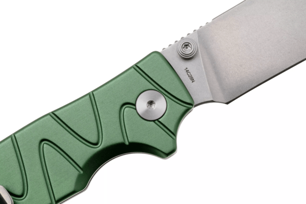 QSP Knife Kali, Button lock, 14C28N stonewashed, Green aluminium QS159-E1 - KNIFESTOCK