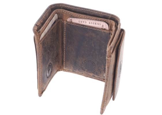 GreenBurry Small leather wallet 10x8cm with coin pocket &quot;Vintage&quot; antique brown - KNIFESTOCK