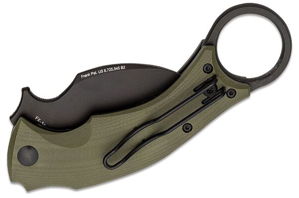 FOX/Bastinelli Black Bird Folding Karambit, N690Co Black Blade, OD Green G10 Handles FX-591 OD - KNIFESTOCK