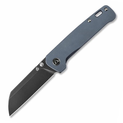 QSP Knife Penguin, Black Stonewash 154CM Blade, Blue Titanium Handle QS130-S - KNIFESTOCK