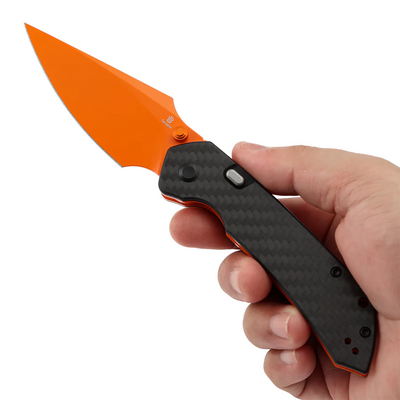 Tenable Knives Fenrir Orange Coated Nitro V, Twill Kolfiber, G10 - KNIFESTOCK